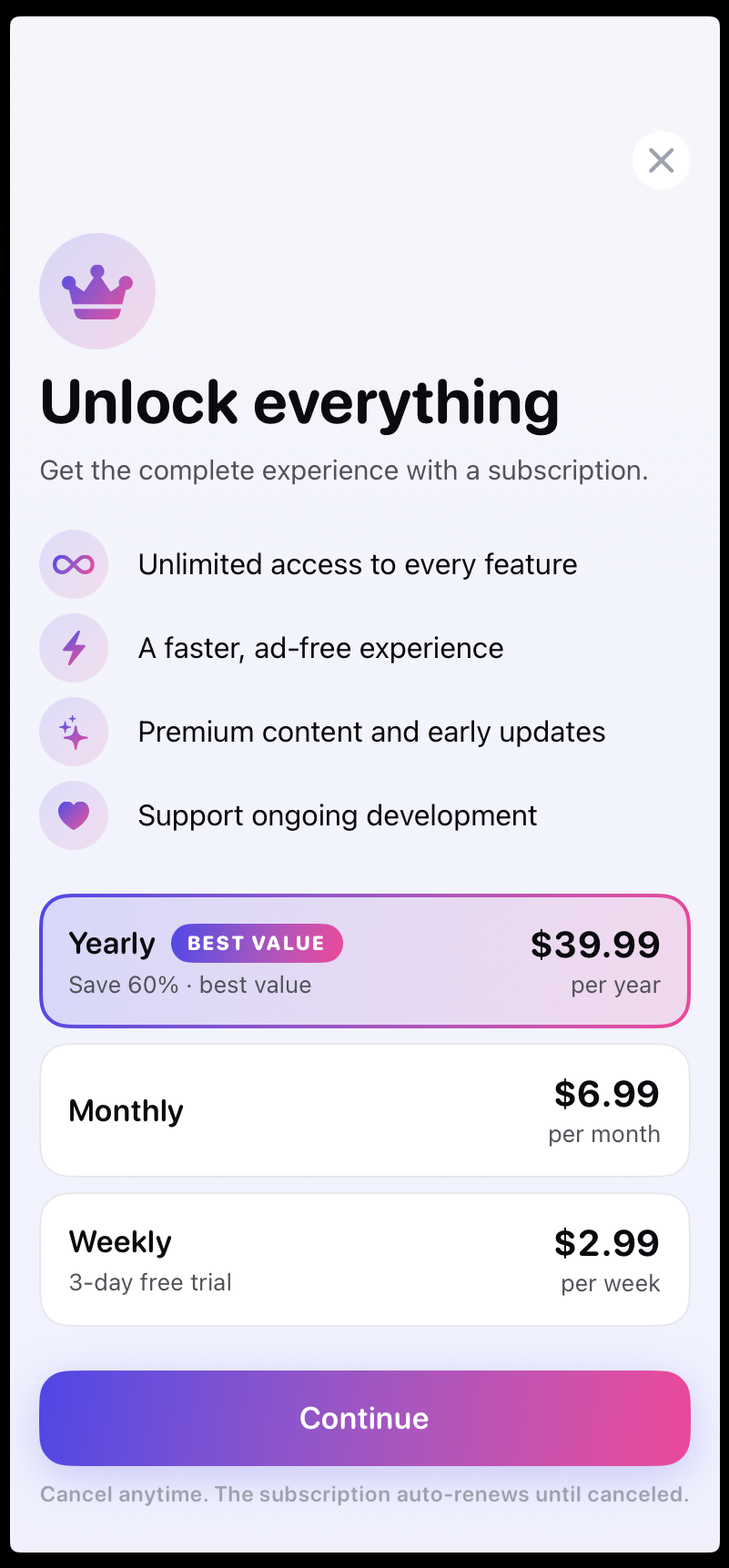 Read Log — paywall / subscription
